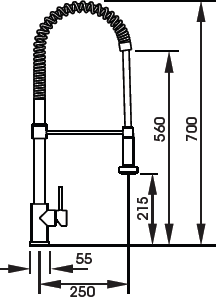 Technical image of Abode Stalto Professional Kitchen Tap With Swivel Spout (Stainless Steel).