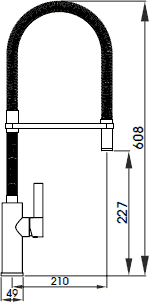 Technical image of Abode Ultero Professional Kitchen Tap With Spray Rinser (Chrome).