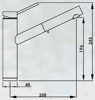 Technical image of Abode Pluro Pull Out Kitchen Tap With Swivel Spout (Chrome).