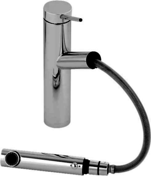 Larger image of Abode Pluro Pull Out Kitchen Tap With Swivel Spout (Brushed Nickel).