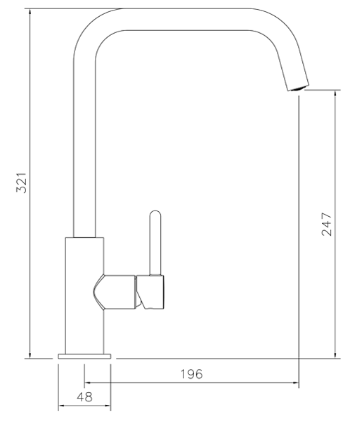 Technical image of Abode Althia Single Lever Kitchen Tap (Rose Gold).