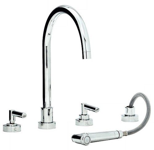 Larger image of Abode Atlas 4 Hole Kitchen Tap With Spray (Chrome).