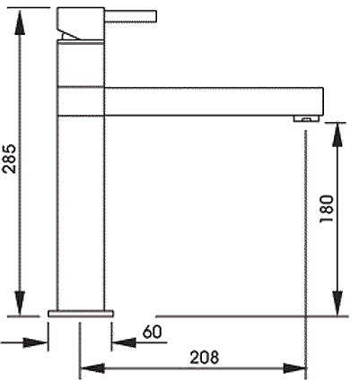 Technical image of Abode Gino Single Lever Kitchen Tap (Stainless Steel).