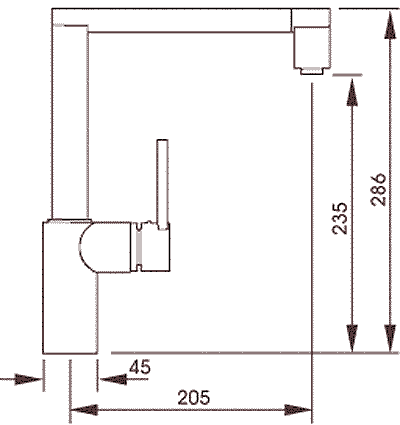 Technical image of Abode Indus Single Lever Kitchen Tap (Brushed Nickel).