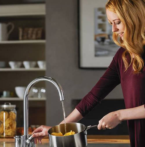 Example image of Abode Pronteau Profile Kitchen Tap, Boiling, Hot, Cold & Filtered (B Nickel).