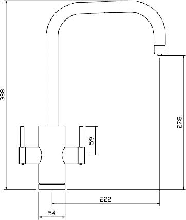 Technical image of Abode Pronteau Project Kitchen Tap, Boiling, Hot, Cold & Filtered (Matt Black).