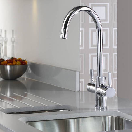 Larger image of Abode Pronteau 3 In 1 Boiling Water Filtered Kitchen Tap (Chrome).