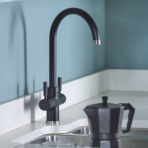 Larger image of Abode Pronteau 3 In 1 Boiling Water Filtered Kitchen Tap (Matt Black).