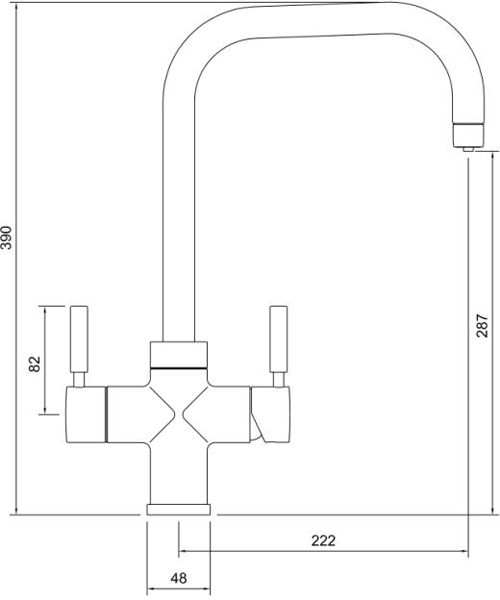 Technical image of Abode Pronteau 3 In 1 Boiling Water Filtered Kitchen Tap (Matt Black).