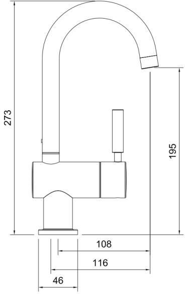 Technical image of Abode Pronteau Boiling Water Filtered Kitchen Tap 98 (Brushed Nickel).