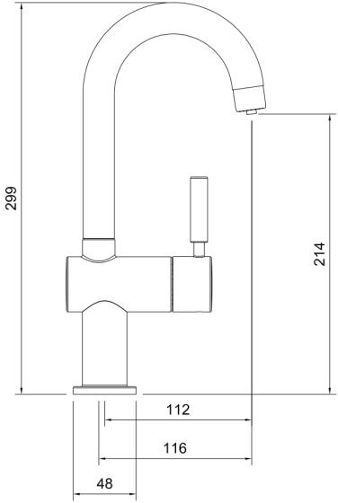 Technical image of Abode Pronteau Boiling Hot & Cold Filtered Kitchen Tap 98� (Brushed Nickel).