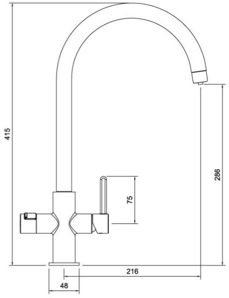 Technical image of Abode Pronteau 3 In 1 Boiling Water Filtered Kitchen Tap (Br Nickel).