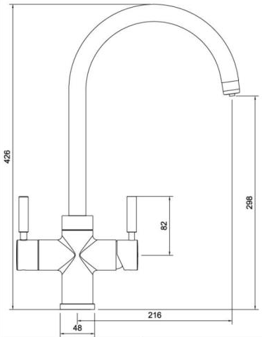 Technical image of Abode Pronteau 4 In 1 Boiling Water Filtered Kitchen Tap (Urban Copper).