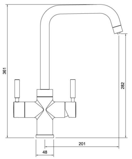 Technical image of Abode Pronteau 4 In 1 Boiling Water Filtered Kitchen Tap (Urban Copper).
