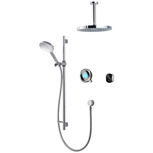 Larger image of Aqualisa Q Smart Shower Pack 12P With Remote & Pewter Accent (Gravity).