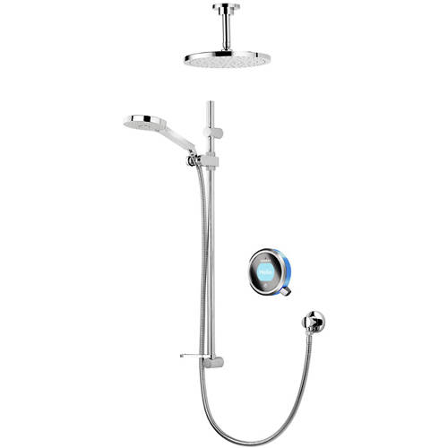 Larger image of Aqualisa Q Q Smart 19BL With Shower Head, Slide Rail & Blue Accent (HP).