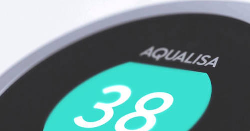 Example image of Aqualisa Q Q Smart 24BC With Ceiling Fed Rail Kit, Head & Black Acc (Gravity).