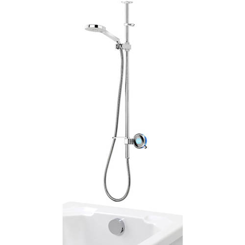 Larger image of Aqualisa Q Q Smart 25BL, Ceiling Fed Rail Kit, Bath Fill & Blue Accent (HP).