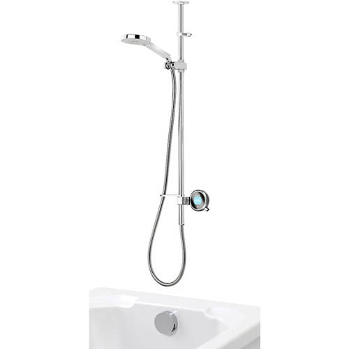 Larger image of Aqualisa Q Q Smart 25GR, Ceiling Fed Rail Kit, Bath Fill & Grey Accent (HP).