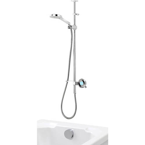 Larger image of Aqualisa Q Q Smart 25S, Ceiling Fed Rail Kit, Bath Fill & Silver Accent (HP).