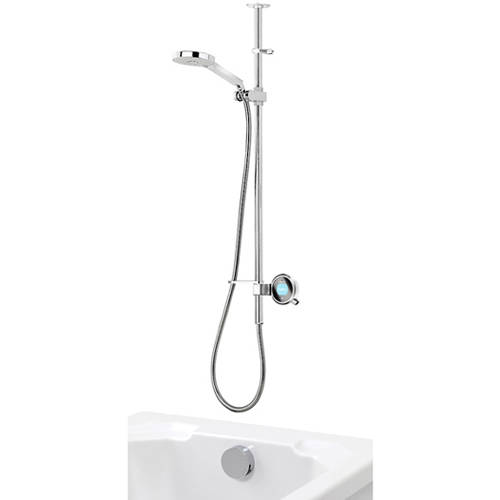 Larger image of Aqualisa Q Q Smart 25W, Ceiling Fed Rail Kit, Bath Fill & White Accent (HP).