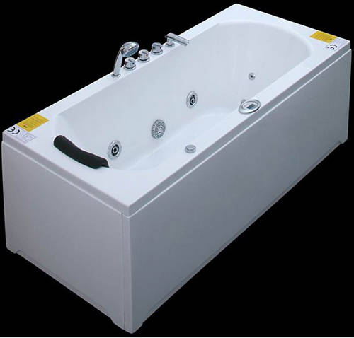 Larger image of Crown Straight Whirlpool Bath With Panels. 1700x750mm.