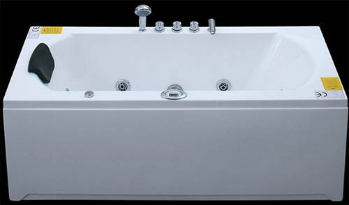 Example image of Crown Straight Whirlpool Bath With Panels. 1700x750mm.