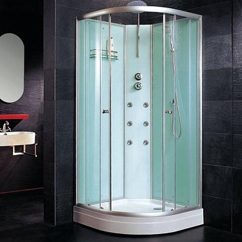 Larger image of Crown Quadrant Shower Enclosure With 6 x Body Jets & Tray. 700x700mm.