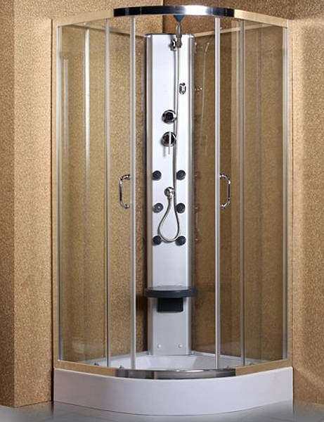 Larger image of Crown Quadrant Shower Enclosure With 6 x Body Jets & Tray. 900x900mm.