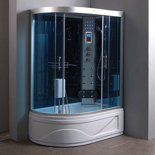 Larger image of Crown Offset Quadrant Steam Shower Cubical. 1300x850mm (Left Hand).