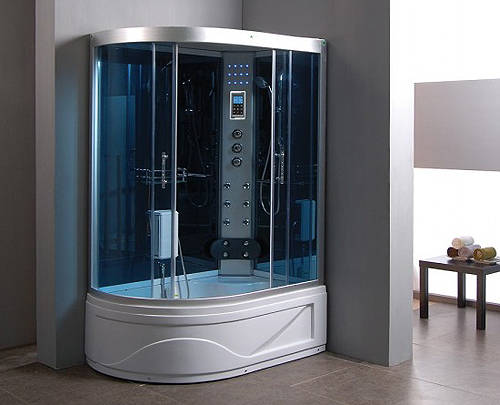 Example image of Crown Offset Quadrant Steam Shower Cubical. 1300x850mm (Left Hand).