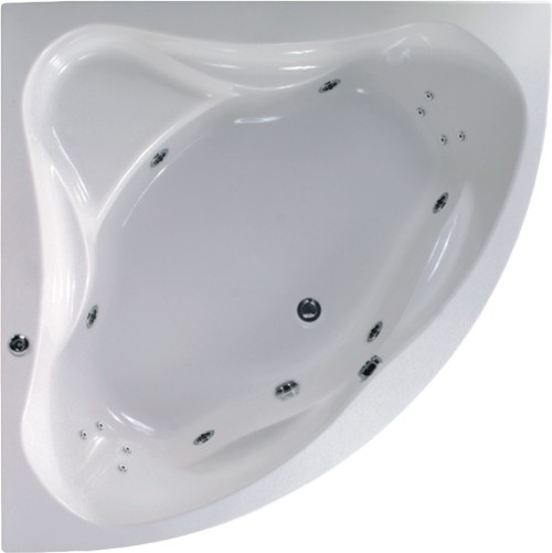 Larger image of Aquaestil Ambassador Corner Turbo Whirlpool Bath. 14 Jets. 1400x1400.