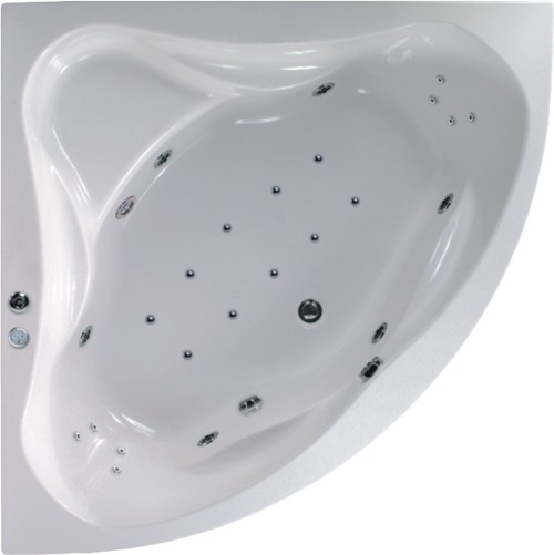 Larger image of Aquaestil Ambassador Eclipse Corner Whirlpool Bath. 24 Jets. 1400x1400.