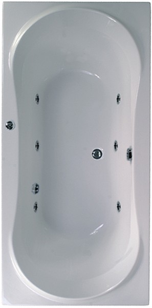 Larger image of Aquaestil Apollo Double Ended Whirlpool Bath. 6 Jets. 1800x800mm.