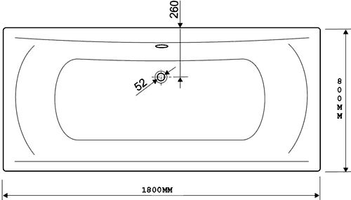 Technical image of Aquaestil Arena Aquamaxx Whirlpool Bath. 14 Jets. 1800x800mm.