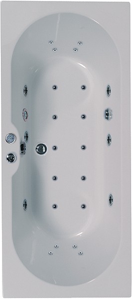 Larger image of Aquaestil Calisto Eclipse Double Ended Whirlpool Bath. 24 Jets. 1700x700mm.