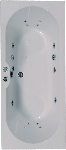 Larger image of Aquaestil Calisto Double Ended Whirlpool Bath. 14 Jets. 1800x800mm.