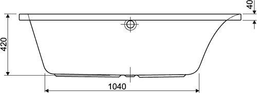 Technical image of Aquaestil Comet Corner Bath.  Right Handed. 1500x1000mm.