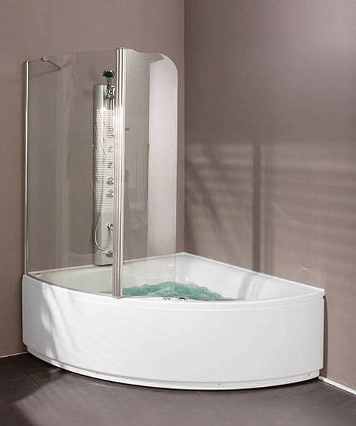 Example image of Aquaestil Gemma Hinged Bath Screen (Left Handed).  1230x1500mm.