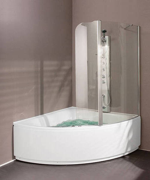 Example image of Aquaestil Gemma Hinged Bath Screen (Right Handed).  1230x1500mm.