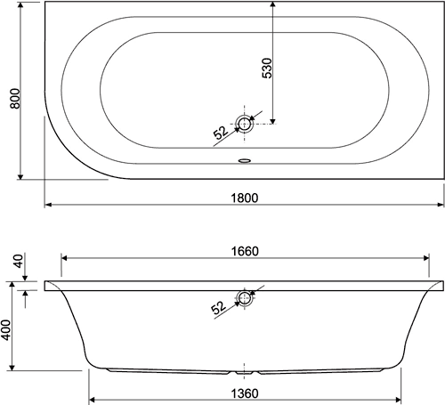 Technical image of Aquaestil Metauro2 Corner Bath With Panel. Left Handed. 1800x800mm.