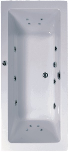 Larger image of Aquaestil Plane Double Ended Turbo Whirlpool Bath. 14 Jets. 1600x700mm.
