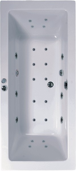 Larger image of Aquaestil Plane Eclipse Double Ended Whirlpool Bath. 24 Jets. 1700x700mm.