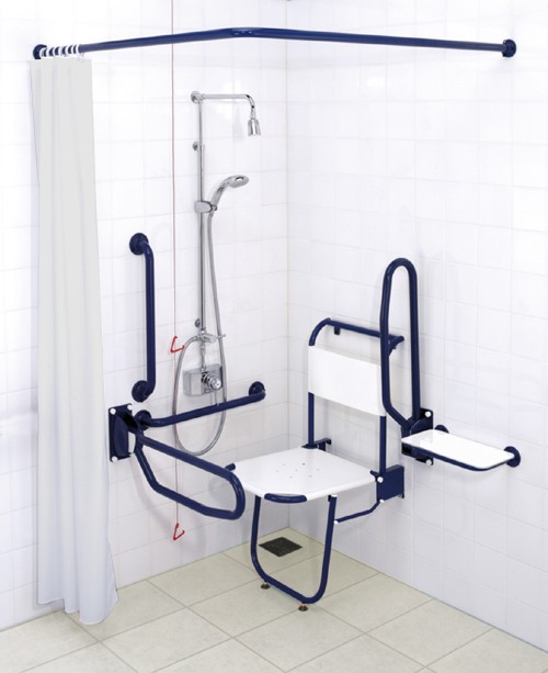 Larger image of Arley Doc M Shower Pack With Blue Grab Rails.