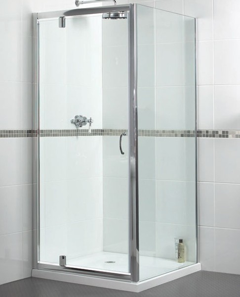 Larger image of Aqualux Shine Pivot Shower Door. 800x1850mm.