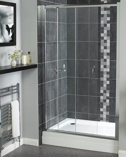 Larger image of Aqualux Shine Sliding Shower Door. 1000mm.