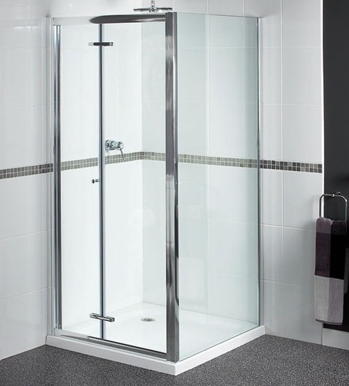 Larger image of Aqualux Shine Shower Enclosure With 800mm Bi-Fold Door. 800x760mm.