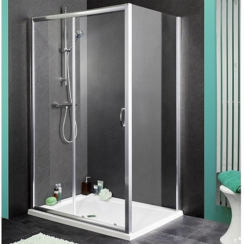 Larger image of Aqualux Shine Shower Enclosure With 1100mm Sliding Door. 1100x700mm.
