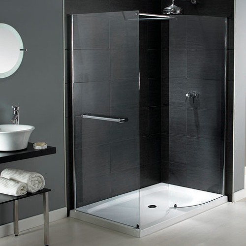 Larger image of Aqualux Shine Walk In Shower Enclosure With Tray 1400x800mm (Reversible).