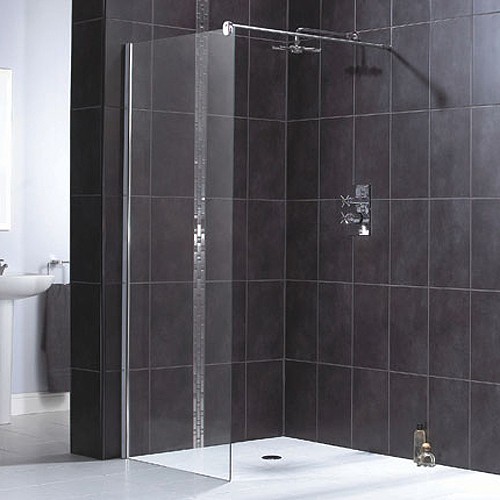 Larger image of Aqualux Shine Glass Shower Panel With Wall Bracket 800x1900mm 1160496.
